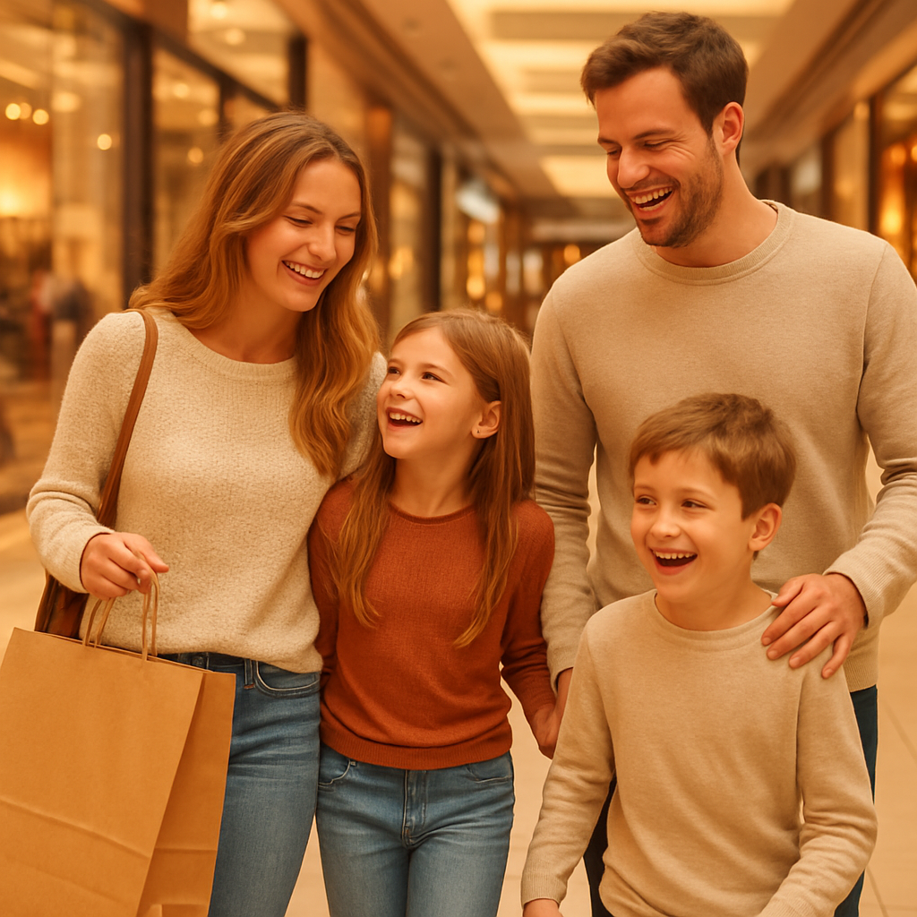 Familie beim Einkaufen im Durlach Center